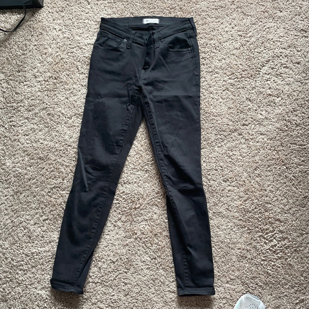 Madewell black high rise skinny jeans.